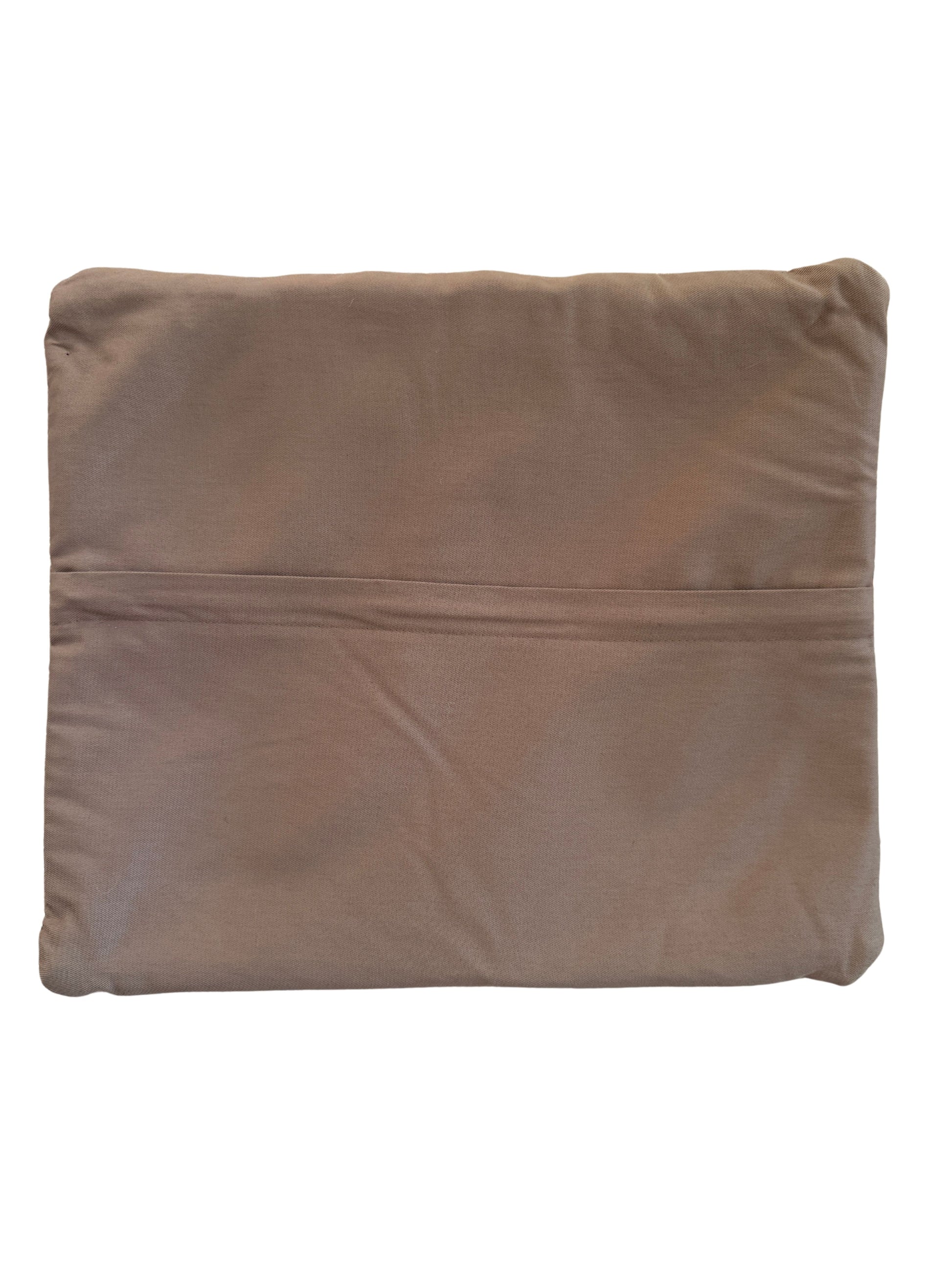 Tan canvas vintage rug pillow back